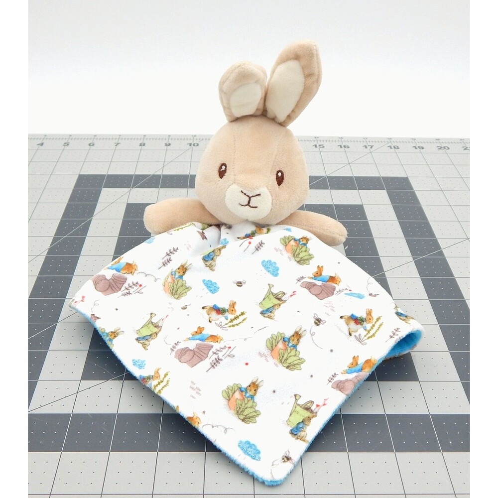 Beatrix Potter Peter Rabbit Bunny Lovey Security Blanket Blue Plush Baby Toy